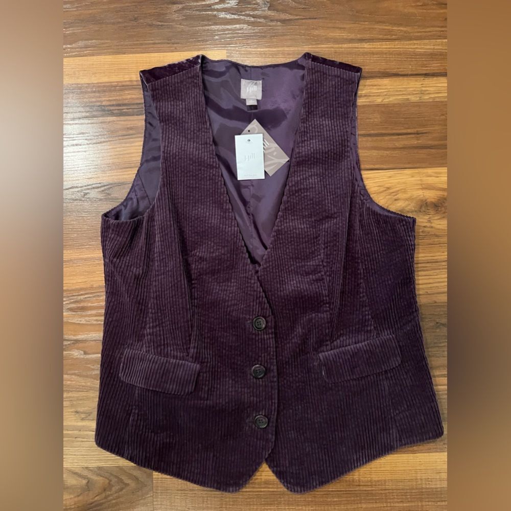 NEW J JILL purple VELVETY VEST SZ medium  18% SILK NWT RET $74.99 - Picture 2 of 4